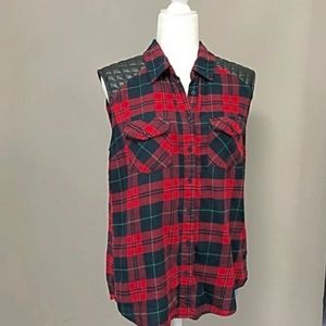 Forever 21 Plaid Sleevless Flannel Shirt L